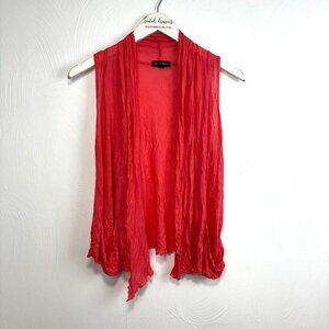 Orange Sleeveless Cardigan Sweater Solid Casual Lightweight Relaxed Fit Womens S